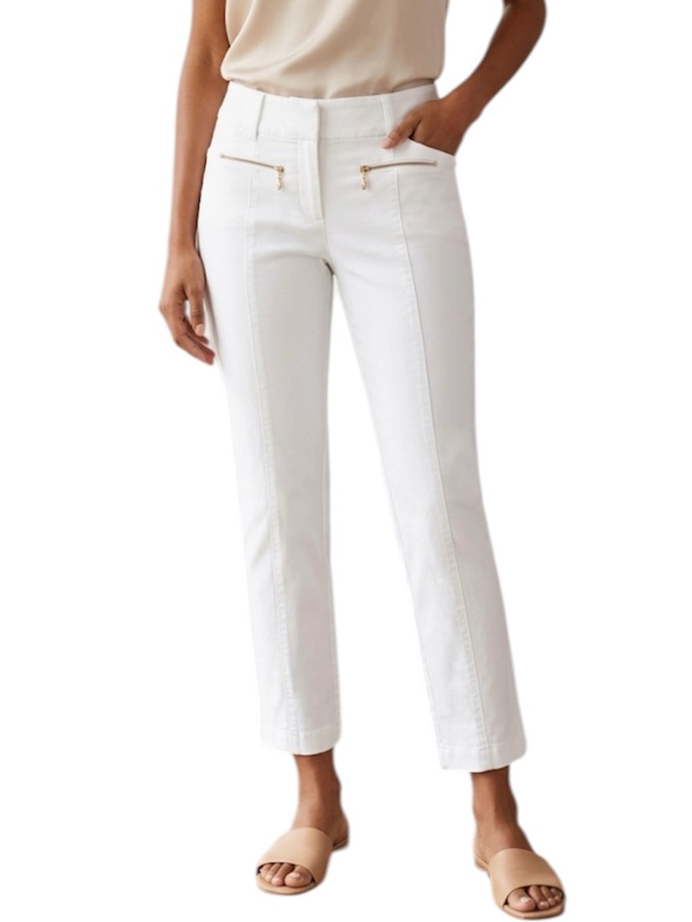 INC International Concepts White Cropped Straight Leg Pants